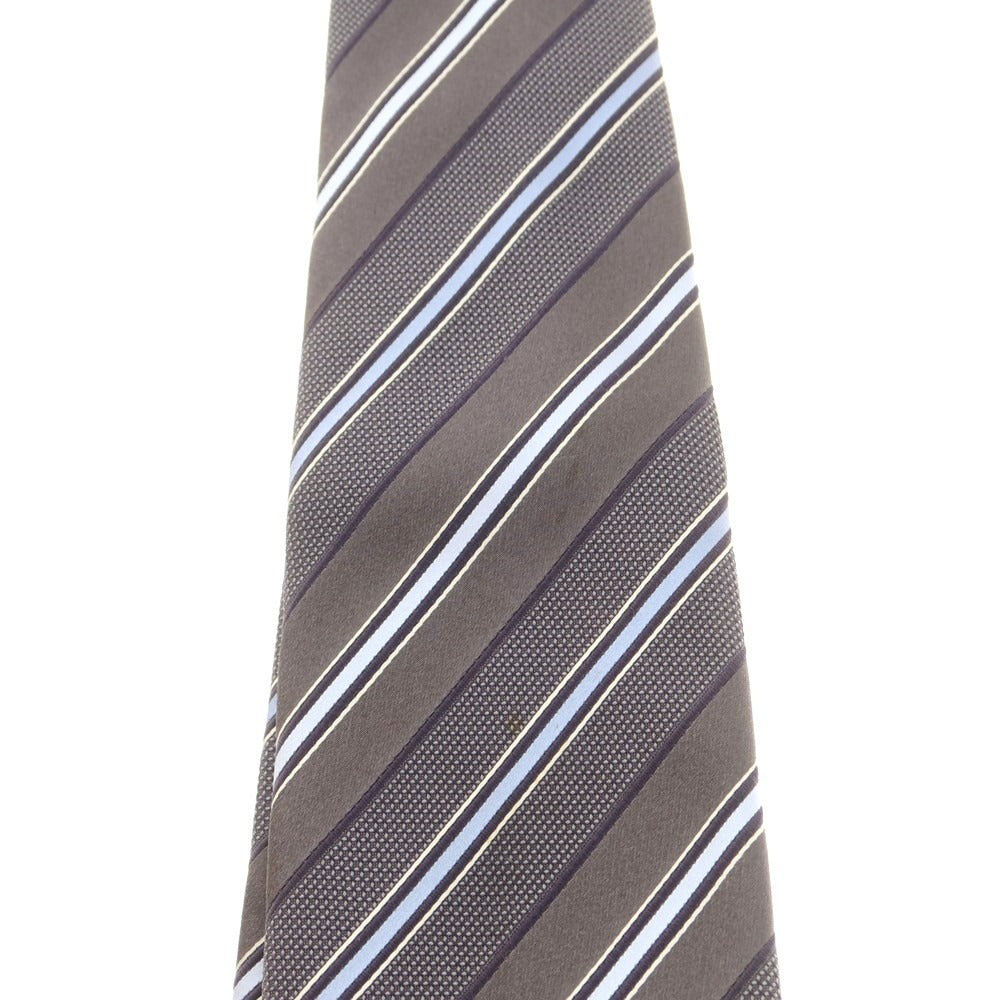 【中古】エルメネジルドゼニア Ermenegildo Zegna シルク ストライプ柄ネクタイ ダークグレーxライトブルー【 状態ランクB 】【 メンズ 】