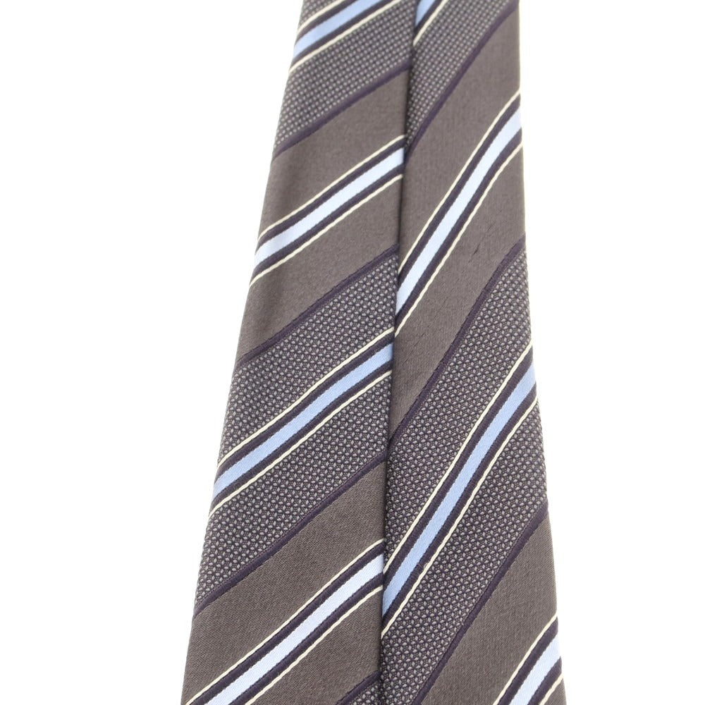 【中古】エルメネジルドゼニア Ermenegildo Zegna シルク ストライプ柄ネクタイ ダークグレーxライトブルー【 状態ランクB 】【 メンズ 】