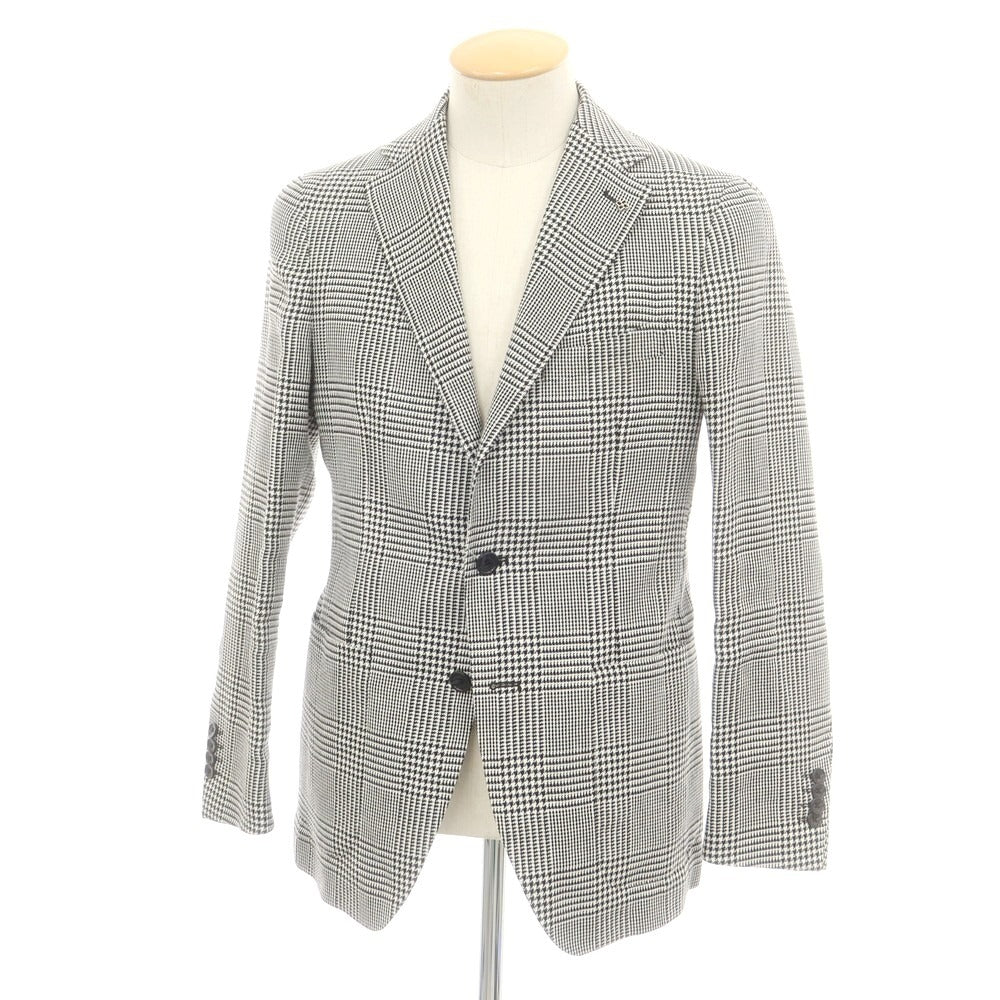 【新品アウトレット】タリアトーレ TAGLIATORE リネンコットン グレンチェック テーラードジャケット ブラックxホワイト【 44 】【 状態ランクN- 】【 メンズ 】