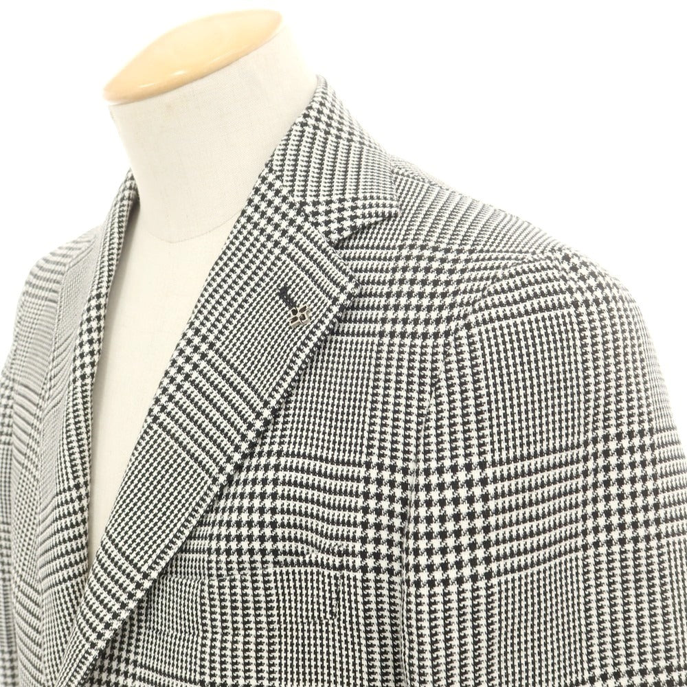【新品アウトレット】タリアトーレ TAGLIATORE リネンコットン グレンチェック テーラードジャケット ブラックxホワイト【 44 】【 状態ランクN- 】【 メンズ 】