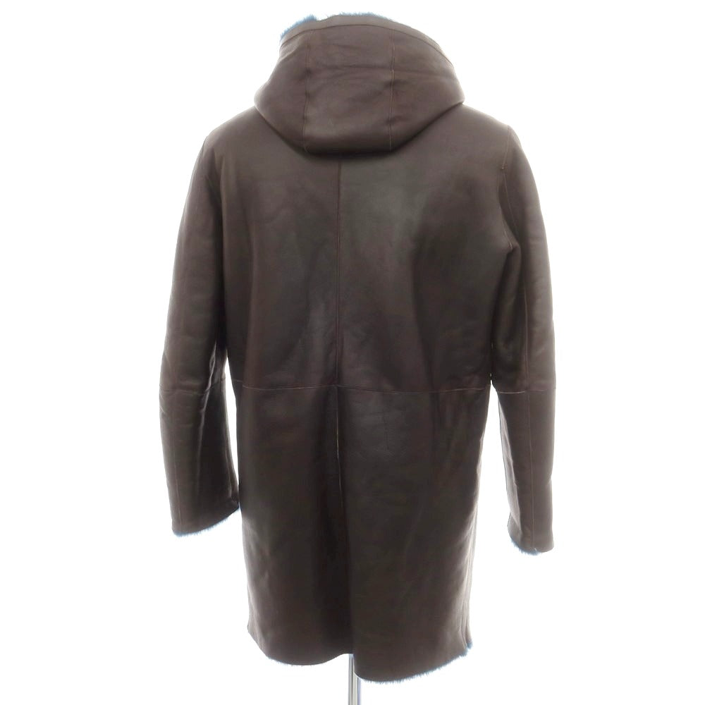 【新品アウトレット】タリアトーレ TAGLIATORE Shearling ラムムートン フーデッドコート ダークブラウンxダークブルー【 48 】【 状態ランクN- 】【 メンズ 】