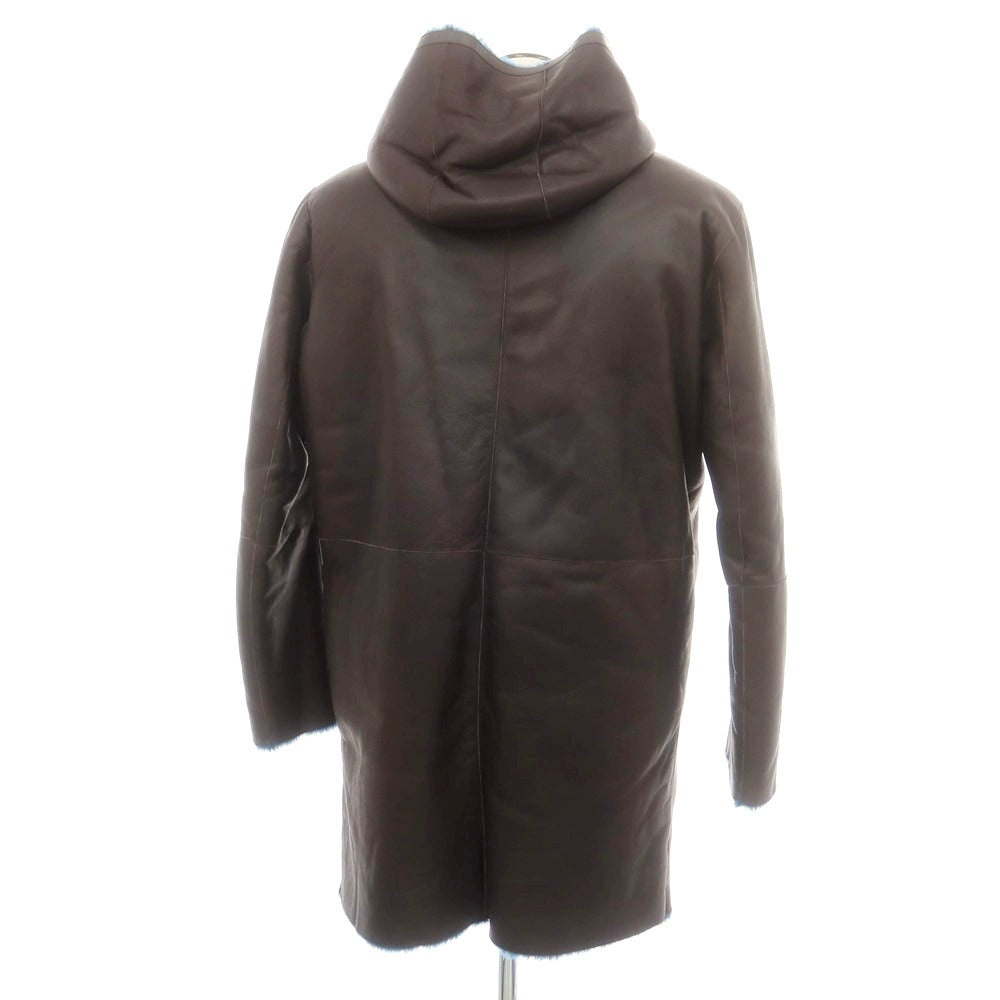 【新品アウトレット】タリアトーレ TAGLIATORE Shearling ラムムートン フーデッドコート ダークブラウンxダークブルー【 52 】【 状態ランクN- 】【 メンズ 】