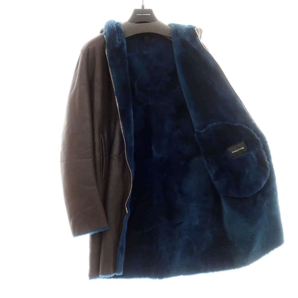 【新品アウトレット】タリアトーレ TAGLIATORE Shearling ラムムートン フーデッドコート ダークブラウンxダークブルー【 52 】【 状態ランクN- 】【 メンズ 】