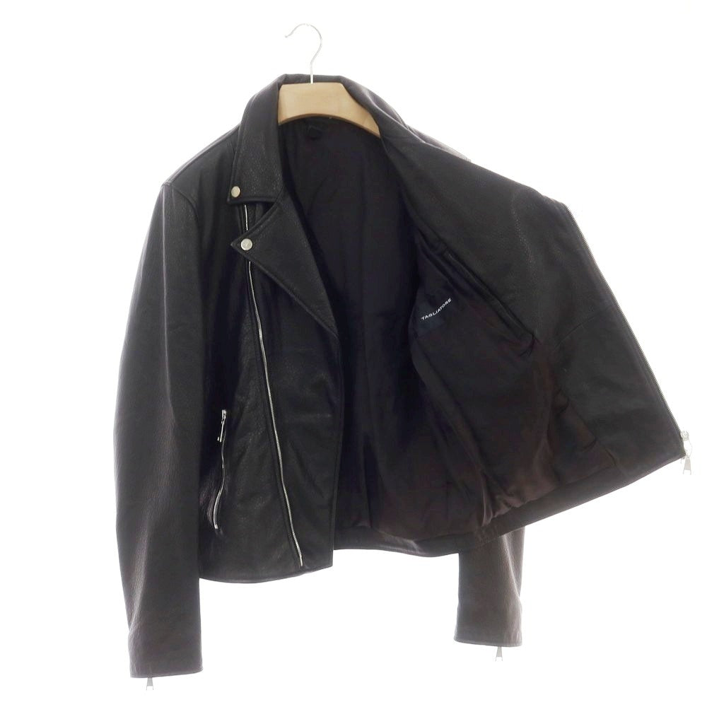 【新品アウトレット】タリアトーレ TAGLIATORE ラムレザー ダブルライダースジャケット ブラック【 48 】【 状態ランクN- 】【 メンズ 】