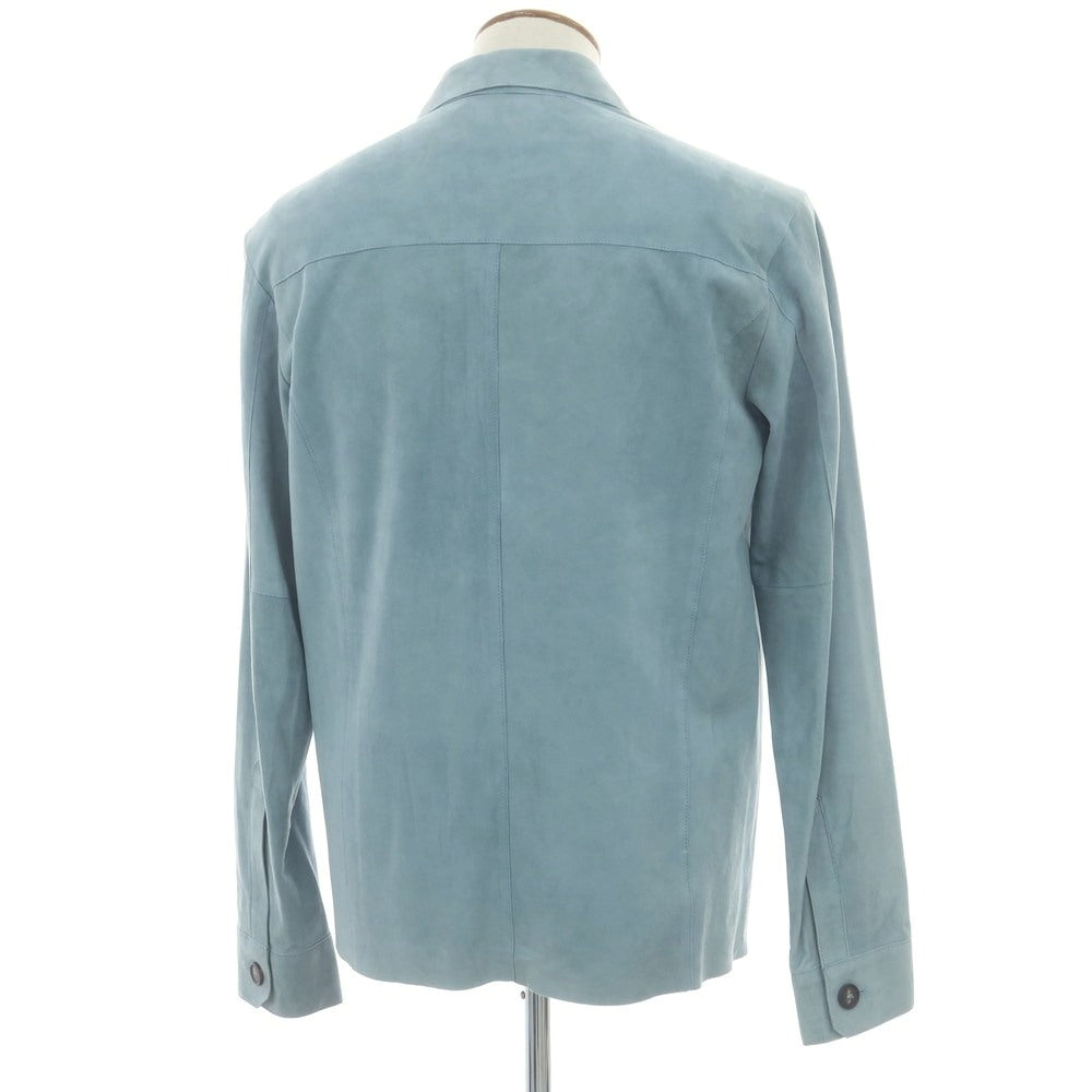 【新品アウトレット】タリアトーレ TAGLIATORE ラムレザースエード シャツジャケット スモーキーブルー【 48 】【 状態ランクN- 】【 メンズ 】