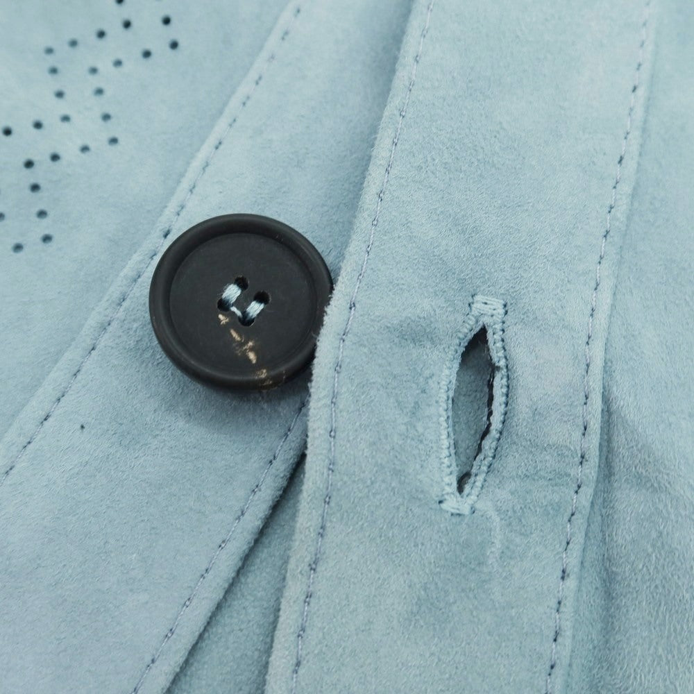 【新品アウトレット】タリアトーレ TAGLIATORE ラムレザースエード シャツジャケット スモーキーブルー【 48 】【 状態ランクN- 】【 メンズ 】