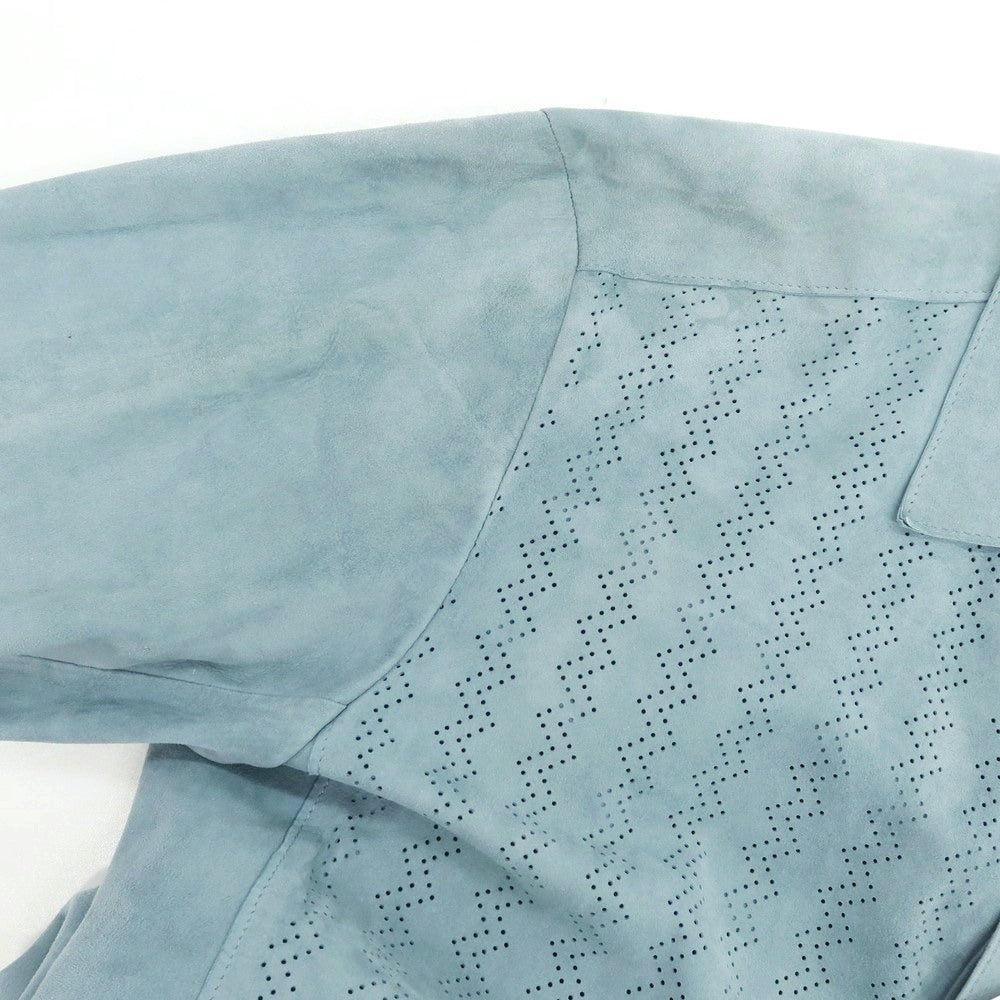 【新品アウトレット】タリアトーレ TAGLIATORE ラムレザースエード シャツジャケット スモーキーブルー【 48 】【 状態ランクN- 】【 メンズ 】