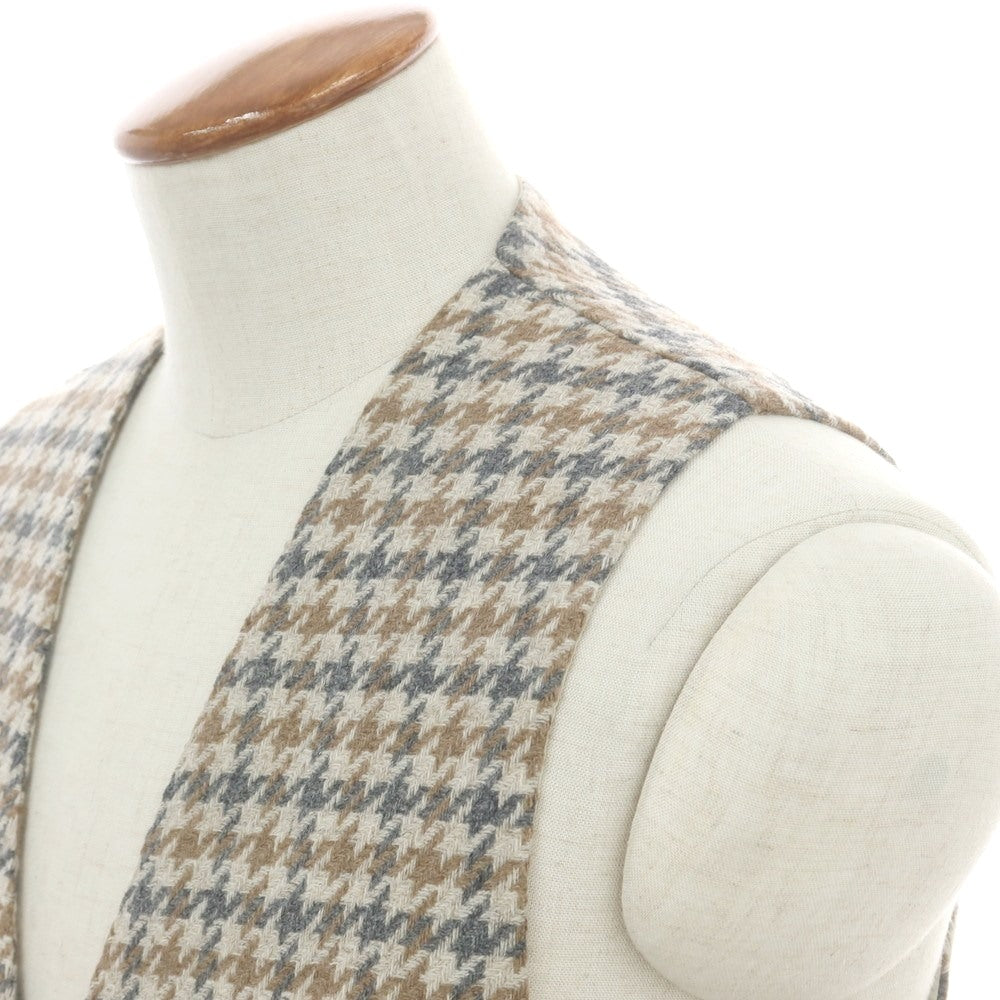 【新品】タリアトーレ TAGLIATORE  ウール チェック ジレベスト ベージュxブラウン【 48 】【 状態ランクN 】【 メンズ 】