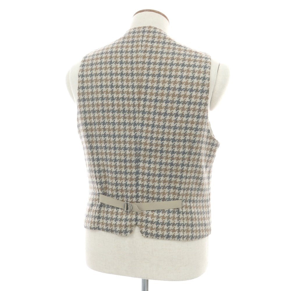 【新品】タリアトーレ TAGLIATORE  ウール チェック ジレベスト ベージュxブラウン【 48 】【 状態ランクN 】【 メンズ 】