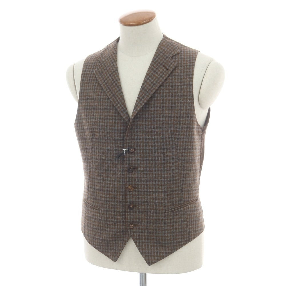 【新品】タリアトーレ TAGLIATORE ウール チェック ジレベスト ブラウン系【 48 】【 状態ランクN 】【 メンズ 】