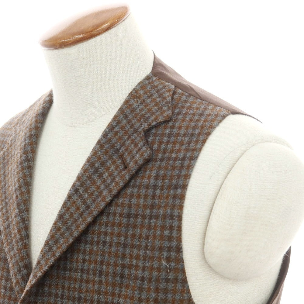 【新品】タリアトーレ TAGLIATORE ウール チェック ジレベスト ブラウン系【 48 】【 状態ランクN 】【 メンズ 】