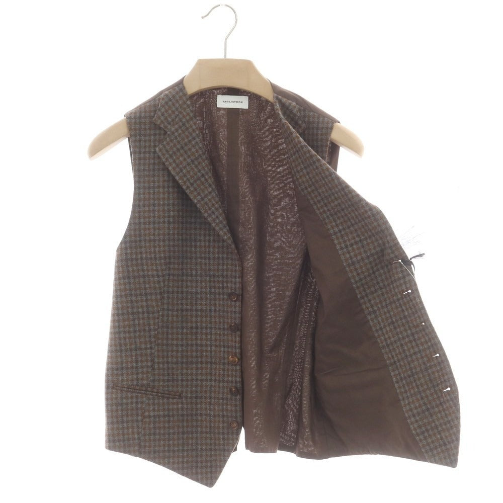 【新品】タリアトーレ TAGLIATORE ウール チェック ジレベスト ブラウン系【 48 】【 状態ランクN 】【 メンズ 】