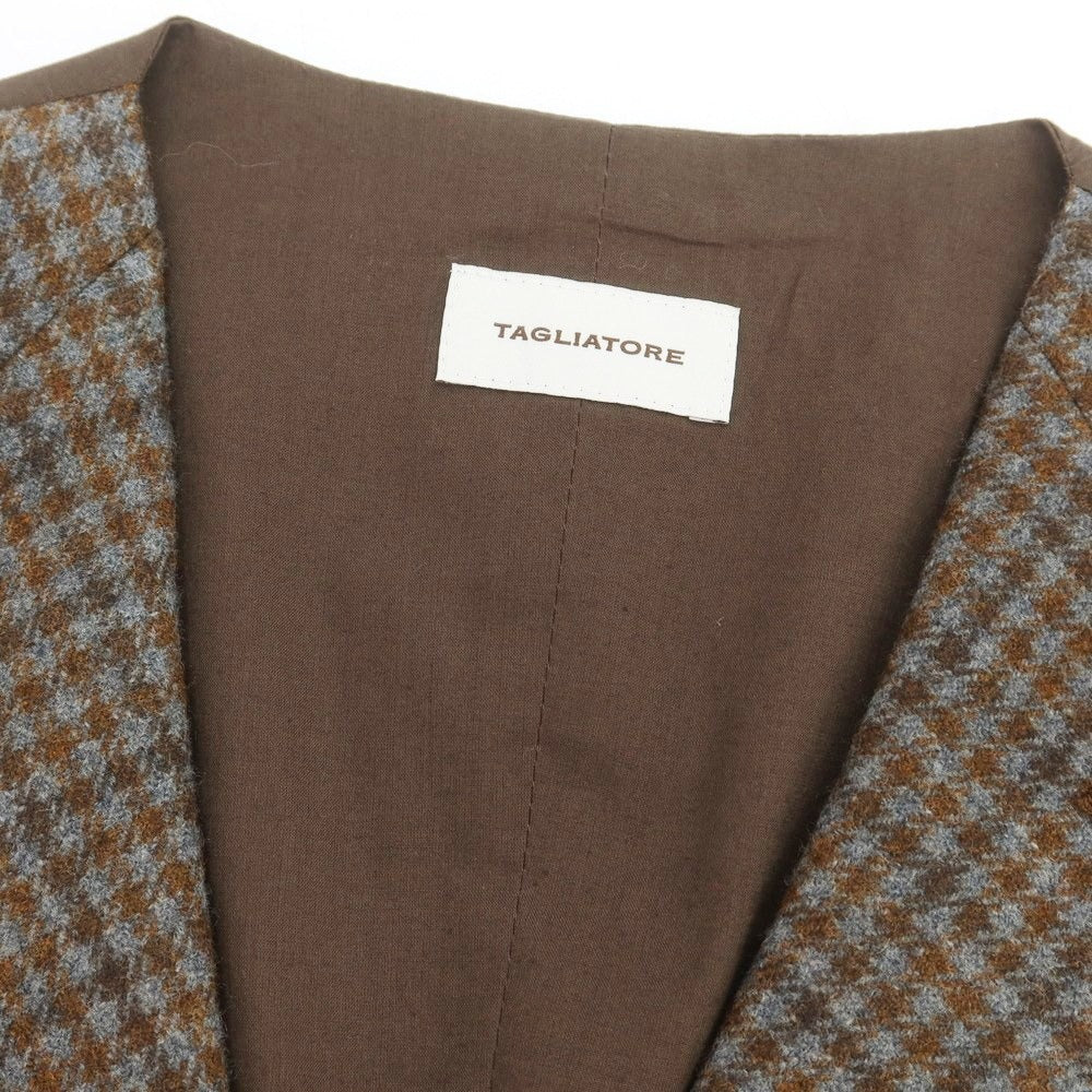 【新品】タリアトーレ TAGLIATORE ウール チェック ジレベスト ブラウン系【 48 】【 状態ランクN 】【 メンズ 】