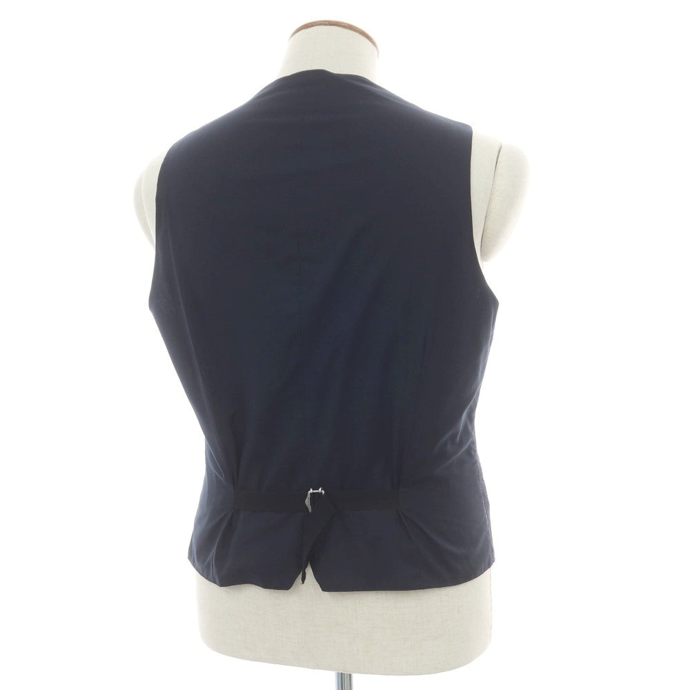 【新品】タリアトーレ TAGLIATORE アルパカナイロン ストライプ ジレベスト ブラックネイビーxホワイト【 48 】【 状態ランクN 】【 メンズ 】