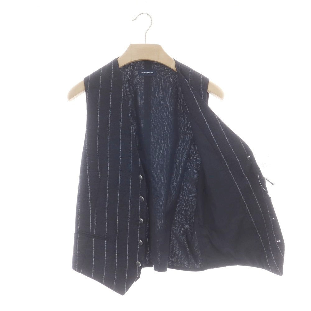【新品】タリアトーレ TAGLIATORE アルパカナイロン ストライプ ジレベスト ブラックネイビーxホワイト【 48 】【 状態ランクN 】【 メンズ 】