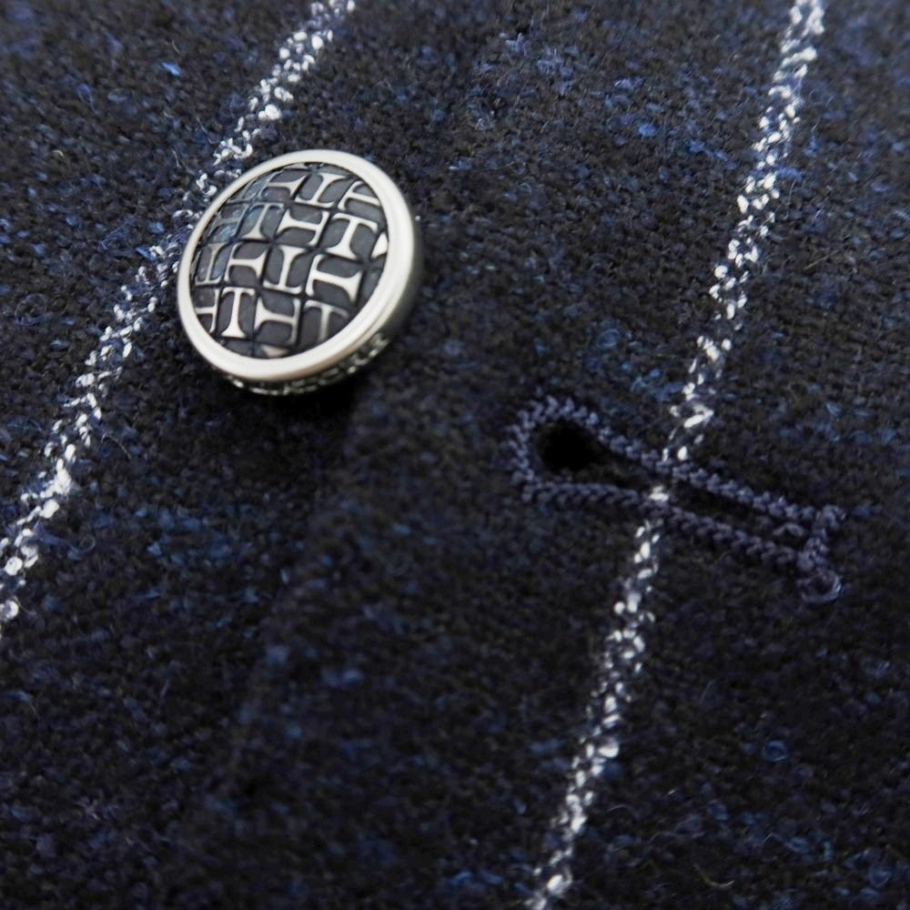 【新品】タリアトーレ TAGLIATORE アルパカナイロン ストライプ ジレベスト ブラックネイビーxホワイト【 48 】【 状態ランクN 】【 メンズ 】