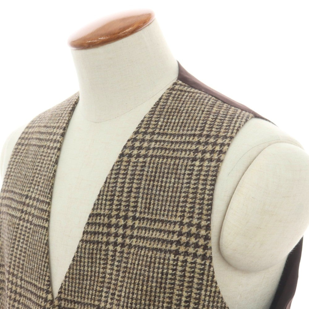 【新品】タリアトーレ TAGLIATORE ウール チェック ジレベスト ベージュxブラウン【 48 】【 状態ランクN 】【 メンズ 】
