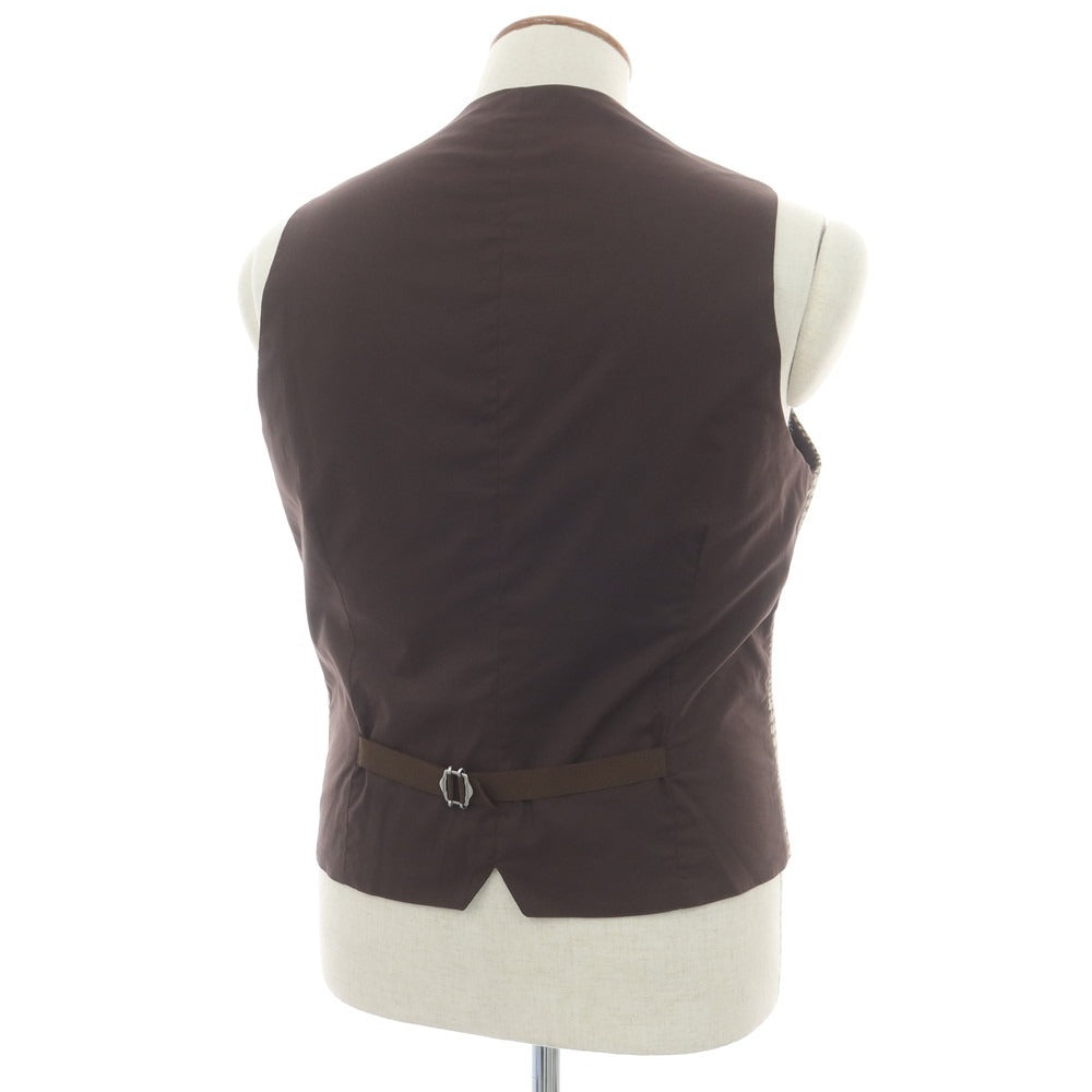 【新品】タリアトーレ TAGLIATORE ウール チェック ジレベスト ベージュxブラウン【 48 】【 状態ランクN 】【 メンズ 】