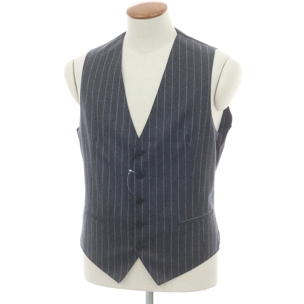 【新品】タリアトーレ TAGLIATORE ウール ストライプ ジレベスト グレーxホワイト【 48 】【 状態ランクN 】【 メンズ 】