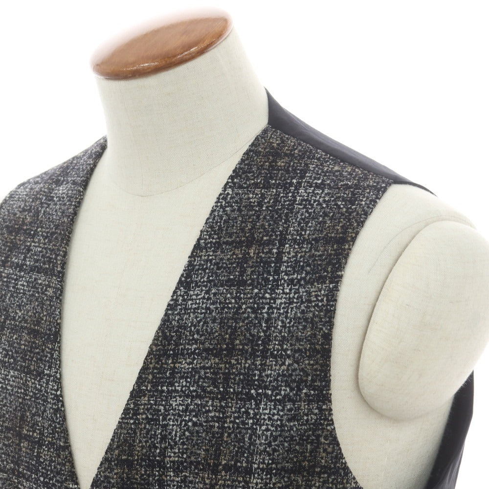 【新品】タリアトーレ TAGLIATORE ウール チェック ジレベスト ブラックxホワイト【 48 】【 状態ランクN 】【 メンズ 】