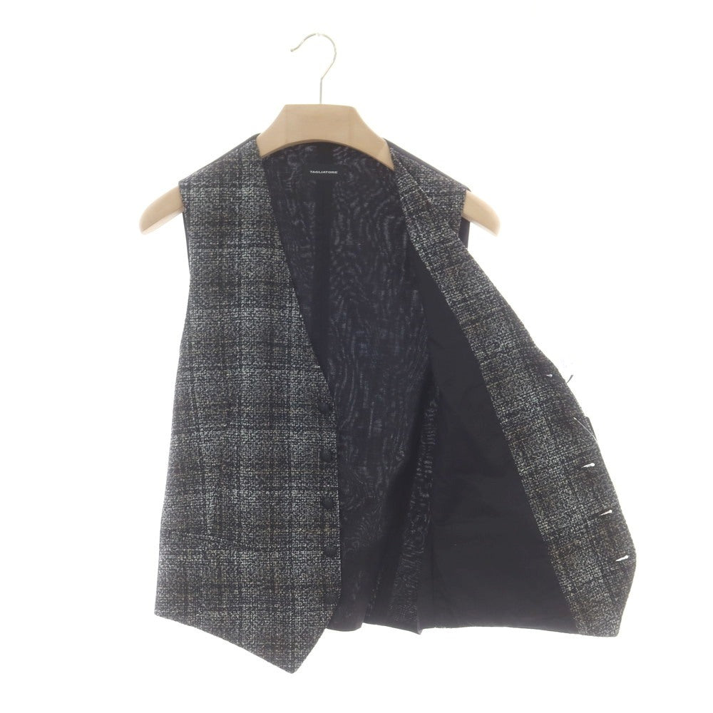【新品】タリアトーレ TAGLIATORE ウール チェック ジレベスト ブラックxホワイト【 48 】【 状態ランクN 】【 メンズ 】