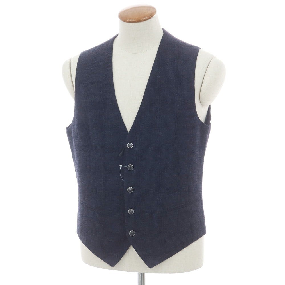 【新品】タリアトーレ TAGLIATORE ストレッチウール ジレベスト ネイビー【 48 】【 状態ランクN 】【 メンズ 】