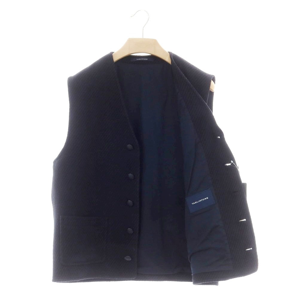 【新品】タリアトーレ TAGLIATORE ウールコットン ジレベスト ダークネイビー【 48 】【 状態ランクN 】【 メンズ 】