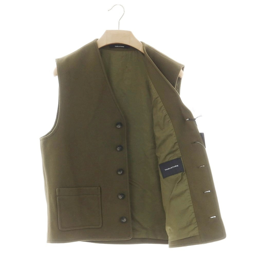 【新品】タリアトーレ TAGLIATORE ウールナイロンカシミヤ ジレベスト オリーブ【 48 】【 状態ランクN 】【 メンズ 】