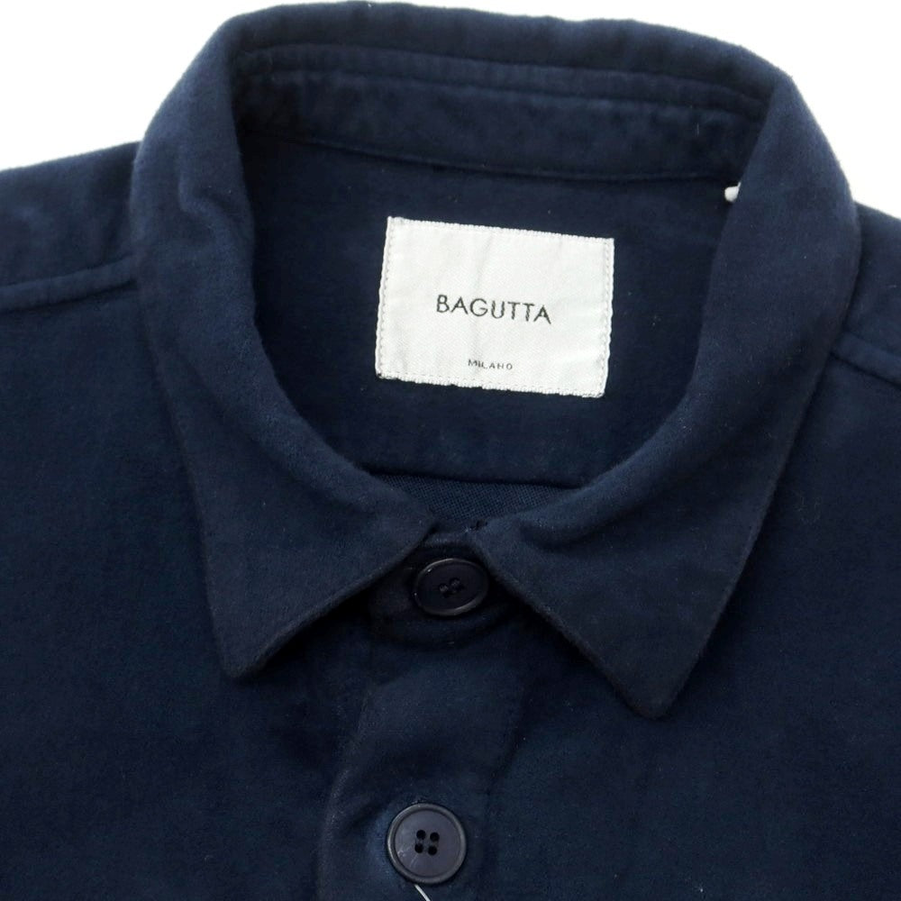 【新品】バグッタ Bagutta ストレッチ コットン モールスキン シャツジャケット ネイビー【 M 】【 状態ランクN 】【 メンズ 】