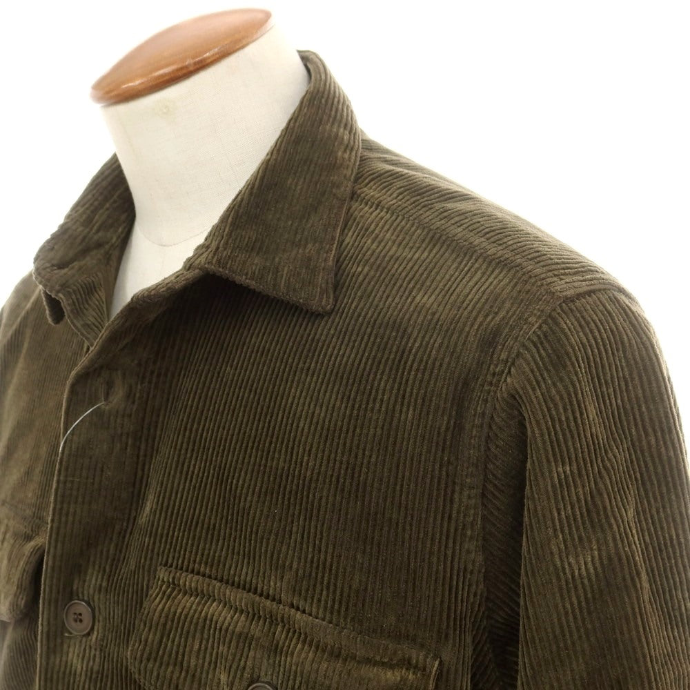 【新品】バグッタ Bagutta ストレッチ コットン コーデュロイ シャツジャケット ダークカーキ【 M 】【 状態ランクN 】【 メンズ 】