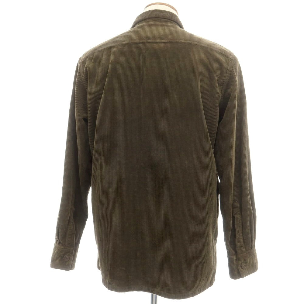 【新品】バグッタ Bagutta ストレッチ コットン コーデュロイ シャツジャケット ダークカーキ【 M 】【 状態ランクN 】【 メンズ 】