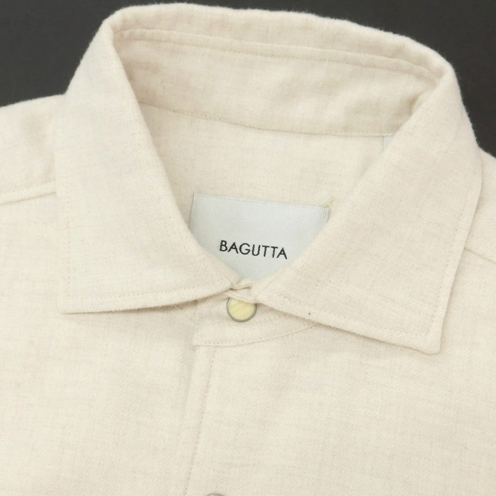 【新品アウトレット】バグッタ Bagutta コットン フランネル カジュアルシャツ アイボリー【 M 】【 状態ランクN- 】【 メンズ 】