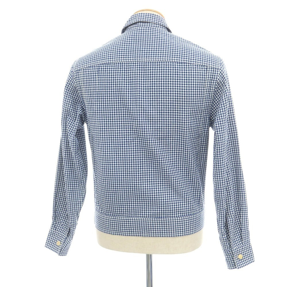 【新品】バグッタ Bagutta THE SHACKET コットン ギンガムチェック シャツジャケット ブルーxホワイト【 38 】【 状態ランクN 】【 メンズ 】