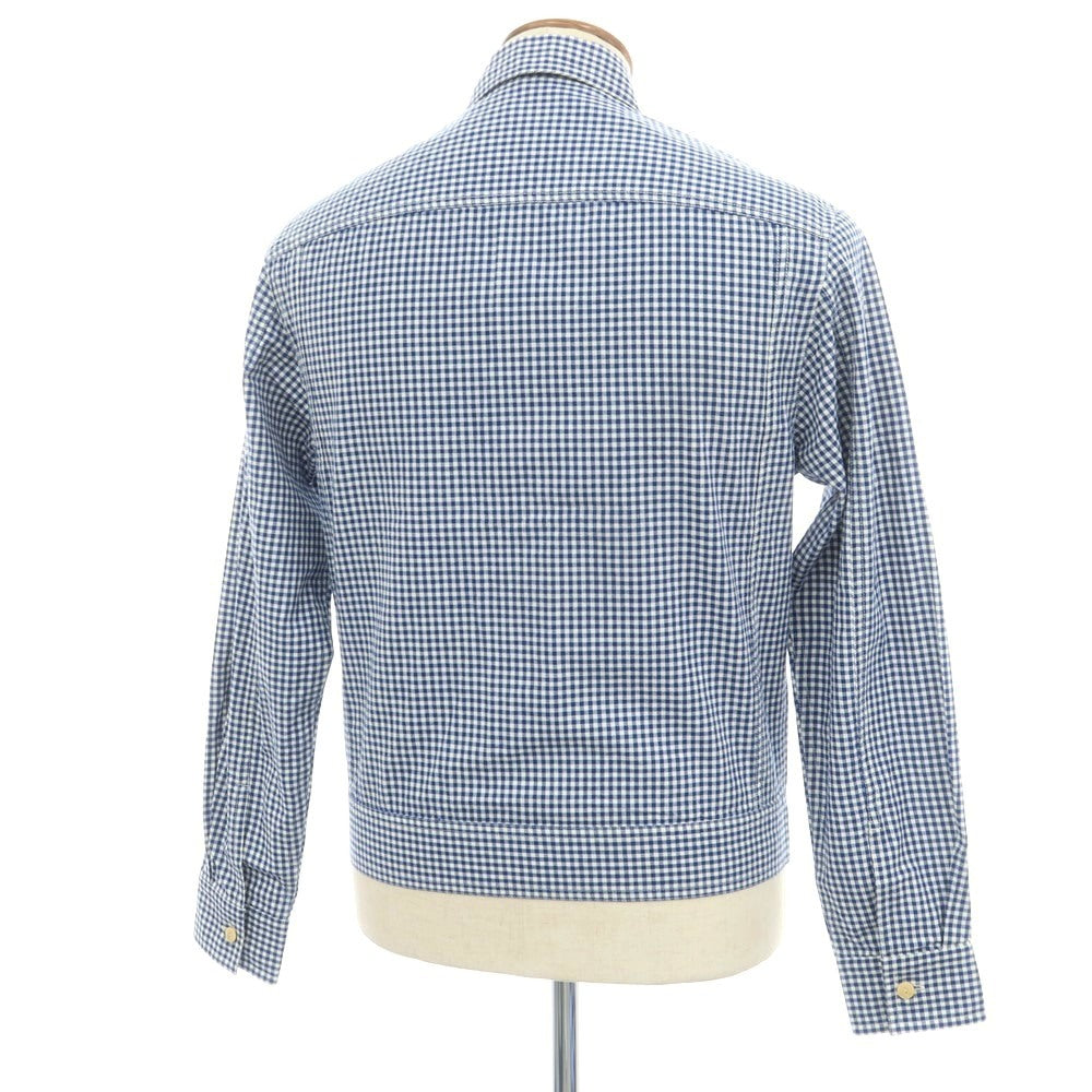 【新品】バグッタ Bagutta THE SHACKET コットン ギンガムチェック シャツジャケット ブルーxホワイト【 39 】【 状態ランクN 】【 メンズ 】