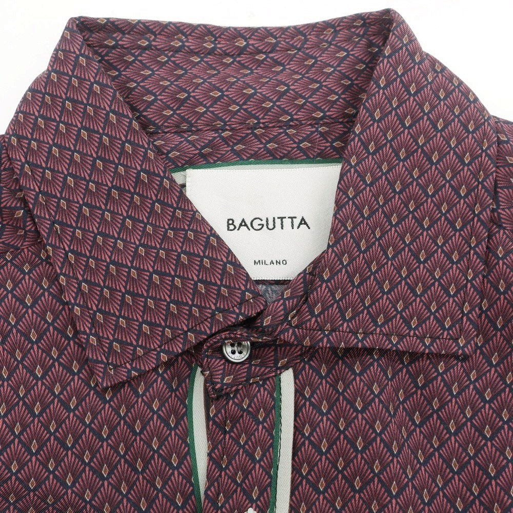 【新品】バグッタ Bagutta レーヨン セミワイドカラー カジュアルシャツ パープル【 40 】【 状態ランクN 】【 メンズ 】