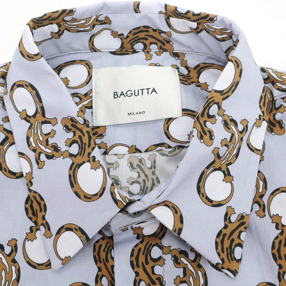 【新品】バグッタ Bagutta ストレッチ コットン レギュラーカラー カジュアルシャツ グレーブルー【 40 】【 状態ランクN 】【 メンズ 】