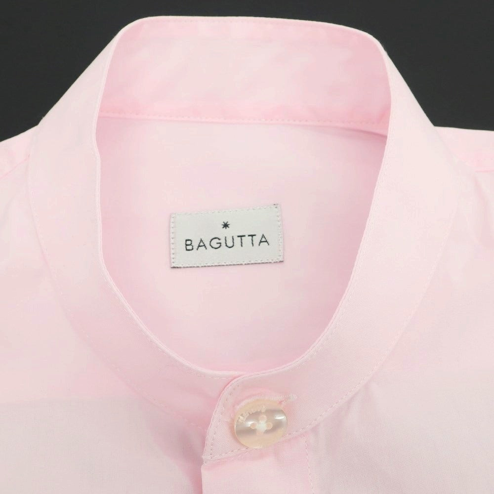【新品アウトレット】バグッタ Bagutta コットン バンドカラー カジュアルシャツ ピンク【 表記なし(S位) 】【 状態ランクN- 】【 メンズ 】