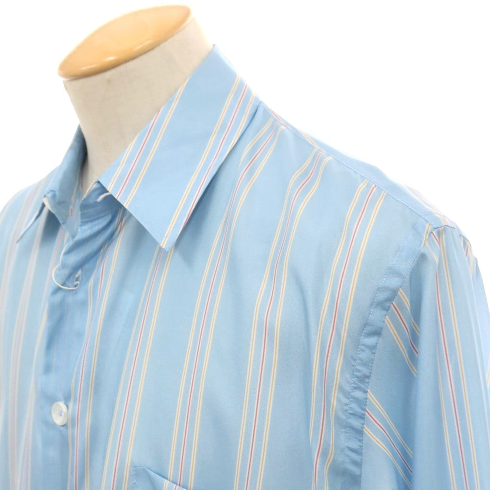 【新品アウトレット】バグッタ Bagutta シルク ストライプ レギュラーカラー カジュアルシャツ ライトブルー【 S 】【 状態ランクN- 】【 メンズ 】