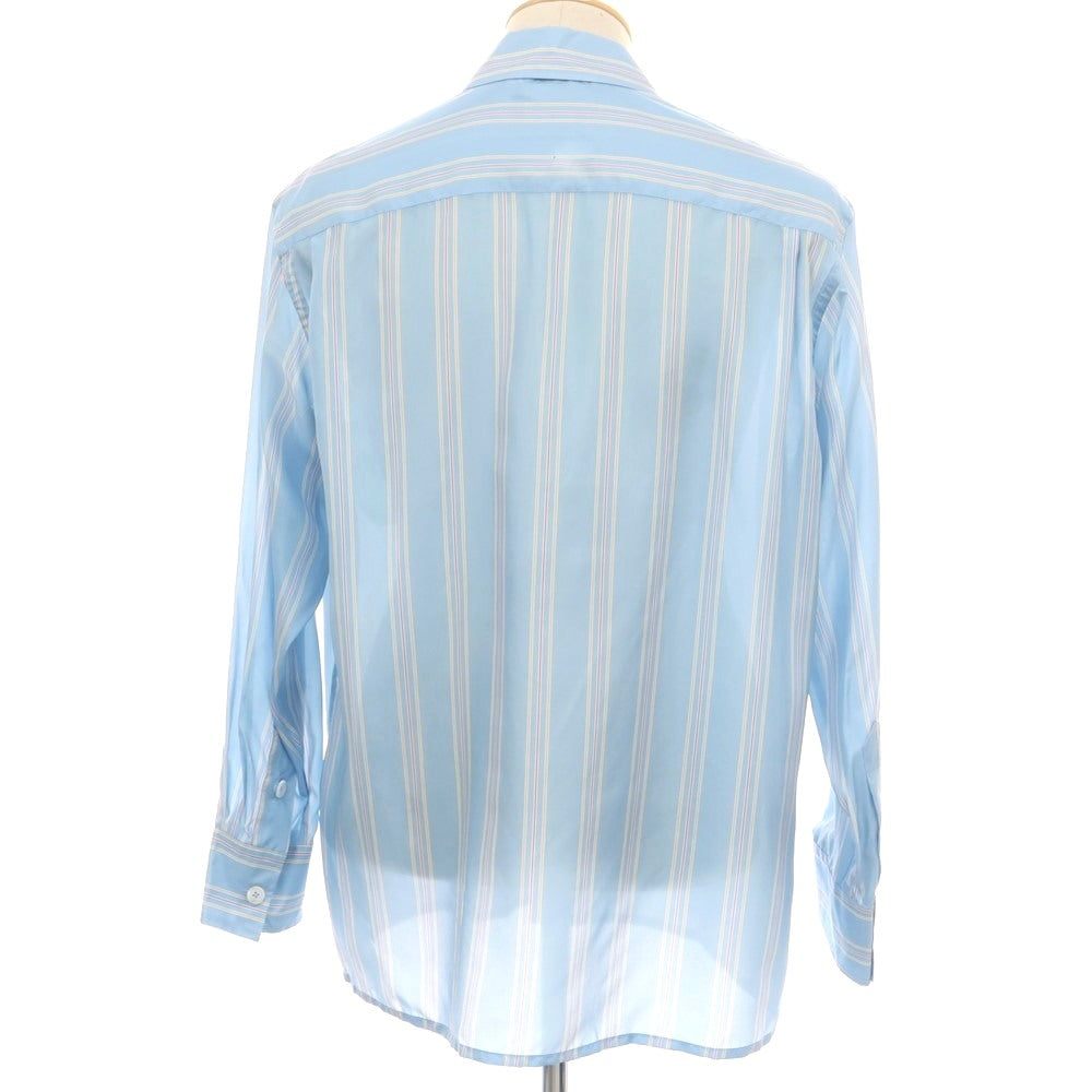 【新品アウトレット】バグッタ Bagutta シルク ストライプ レギュラーカラー カジュアルシャツ ライトブルー【 S 】【 状態ランクN- 】【 メンズ 】