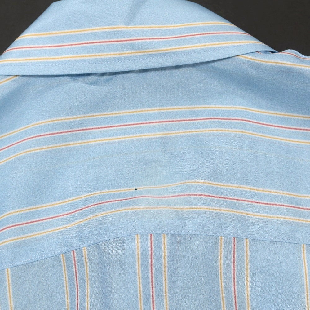 【新品アウトレット】バグッタ Bagutta シルク ストライプ レギュラーカラー カジュアルシャツ ライトブルー【 S 】【 状態ランクN- 】【 メンズ 】