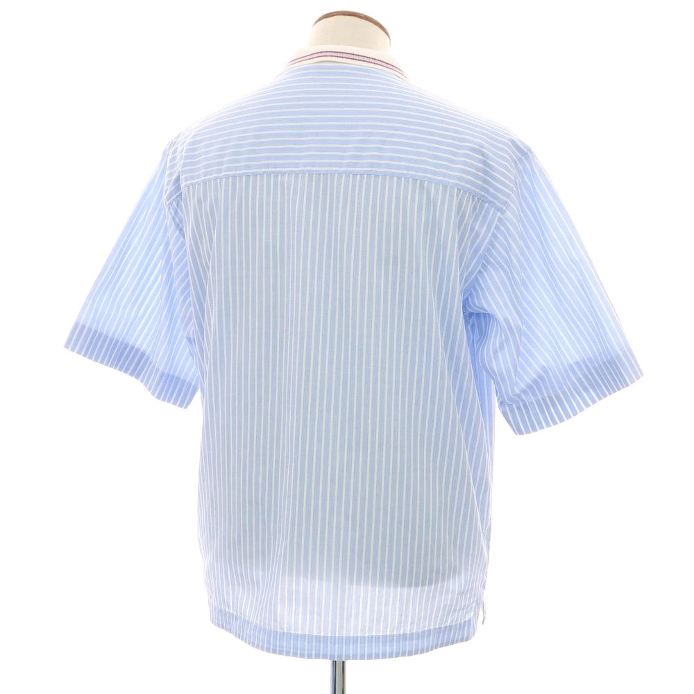 【新品】ティントリア マッティ TINTORIA MATTEI コットン ストライプ オープンカラー 半袖シャツ ライトブルーxホワイト【 M 】【 状態ランクN 】【 メンズ 】