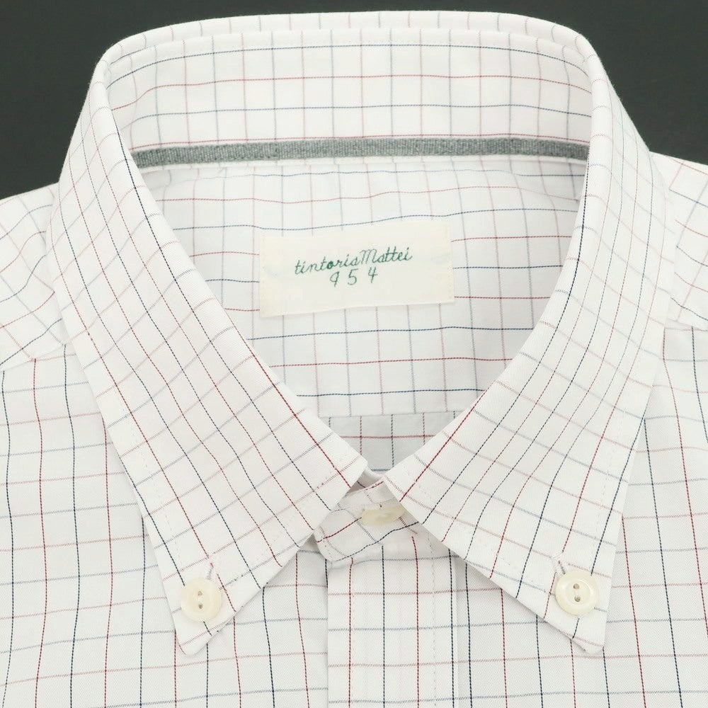 【新品】ティントリア マッティ TINTORIA MATTEI コットン チェック ボタンダウン ドレスシャツ ホワイトxレッド【 40 】【 状態ランクN 】【 メンズ 】