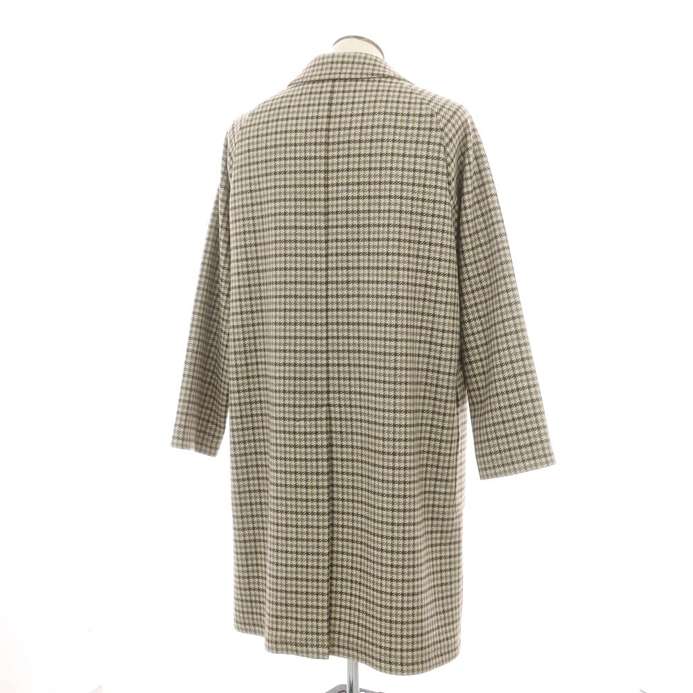 【新品】タリアトーレ TAGLIATORE ツイードウール チェック ステンカラーコート ベージュxカーキ系【 52 】【 状態ランクN 】【 メンズ 】