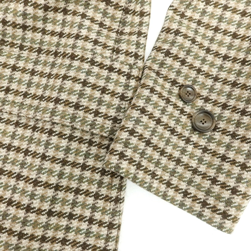 【新品】タリアトーレ TAGLIATORE ツイードウール チェック ステンカラーコート ベージュxカーキ系【 52 】【 状態ランクN 】【 メンズ 】