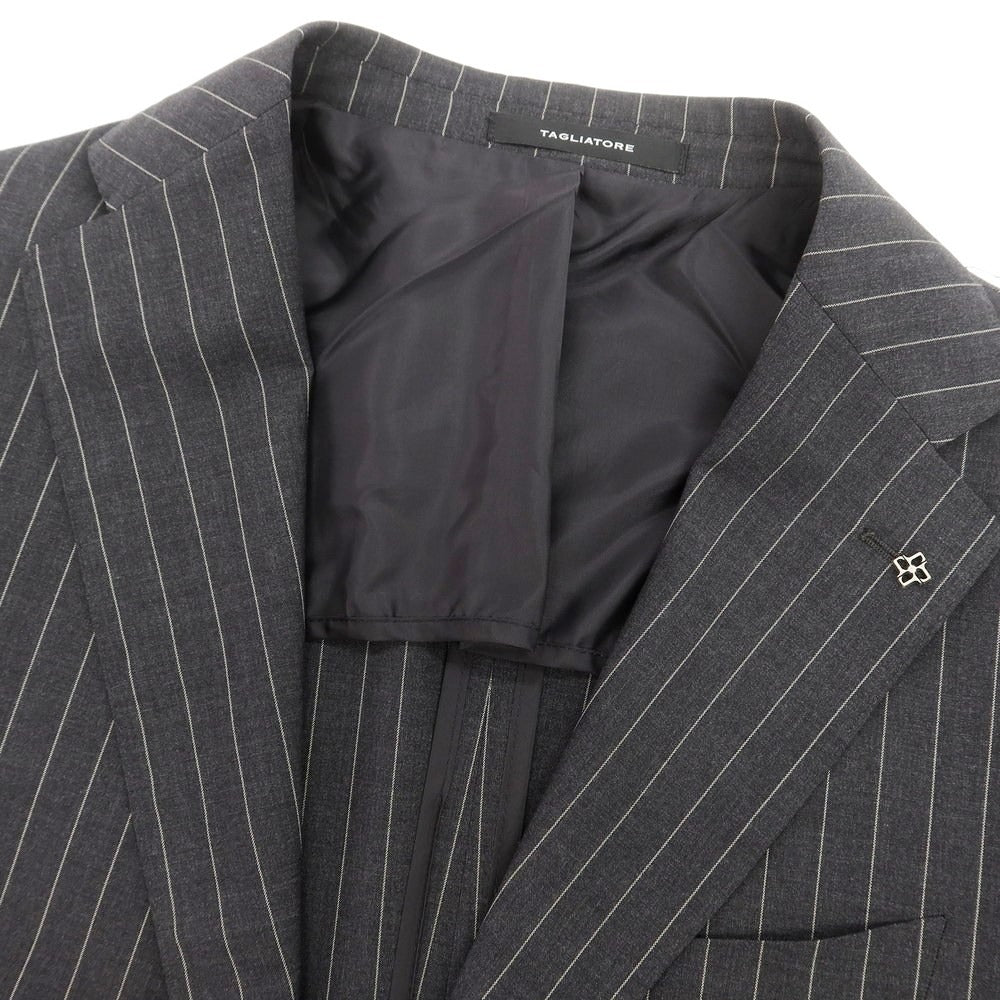 【新品】タリアトーレ TAGLIATORE ウール ストライプ 2つボタンスーツ ダークグレーxホワイト【 52 】【 状態ランクN 】【 メンズ 】