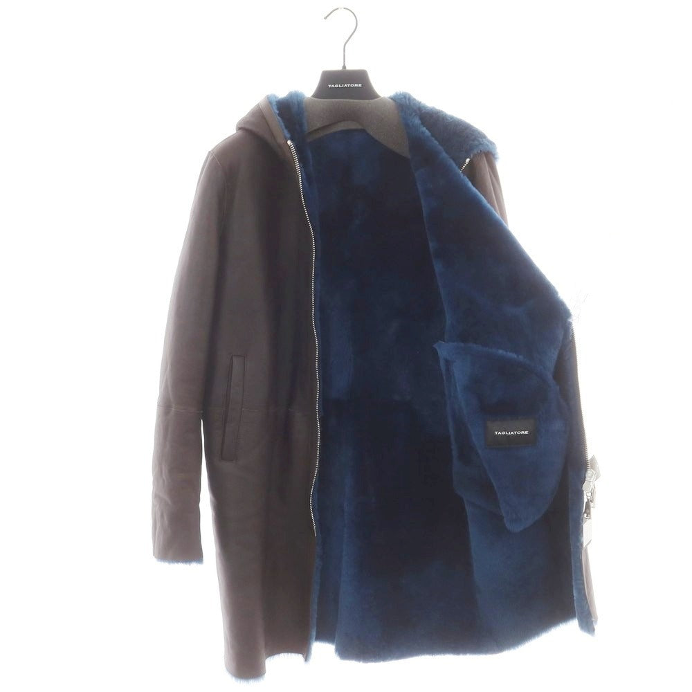 【新品】タリアトーレ TAGLIATORE Shearling ラムムートン フーデッドコート ダークブラウンxダークブルー【 46 】【 状態ランクN 】【 メンズ 】