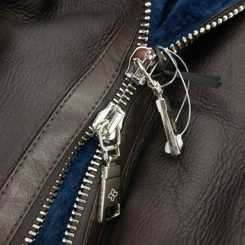 【新品】タリアトーレ TAGLIATORE Shearling ラムムートン フーデッドコート ダークブラウンxダークブルー【 46 】【 状態ランクN 】【 メンズ 】