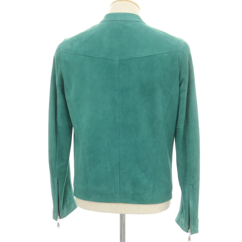 【新品】タリアトーレ TAGLIATORE STANLEY ラムスエード ダブルジップ シングルライダース レザーブルゾン グリーン【 44 】【 状態ランクN 】【 メンズ 】