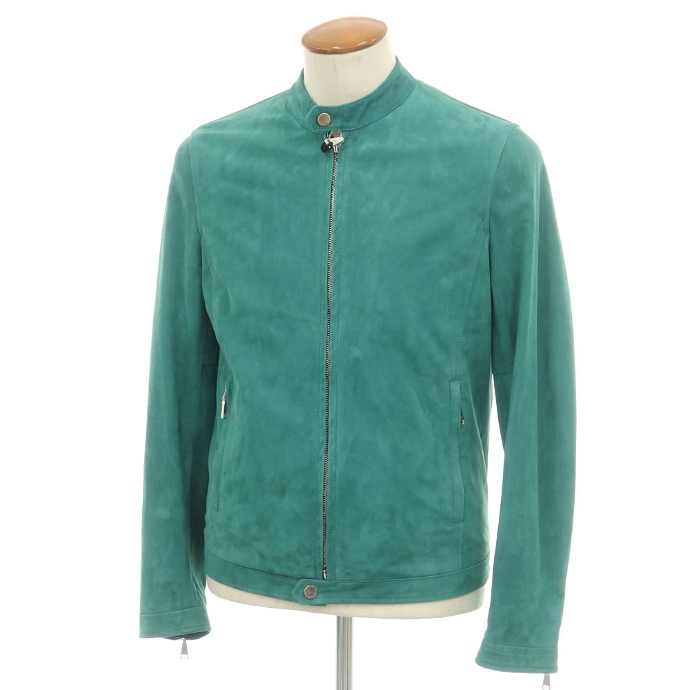 【新品】タリアトーレ TAGLIATORE STANLEY ラムスエード ダブルジップ シングルライダース レザーブルゾン グリーン【 46 】【 状態ランクN 】【 メンズ 】