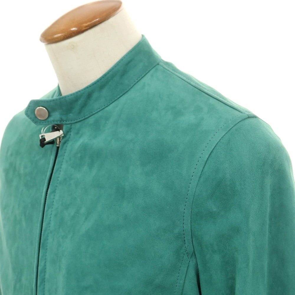 【新品】タリアトーレ TAGLIATORE STANLEY ラムスエード ダブルジップ シングルライダース レザーブルゾン グリーン【 46 】【 状態ランクN 】【 メンズ 】